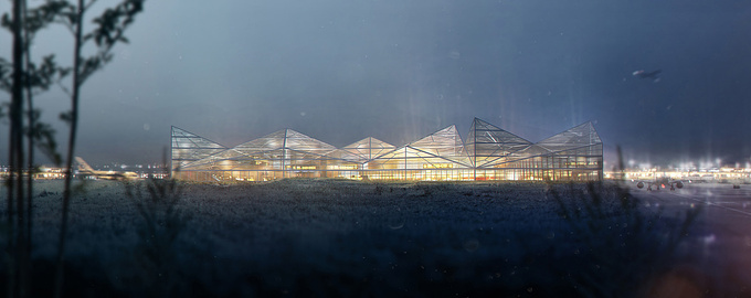 Night render of airport building.
Software: 3ds max, vray and photoshop.