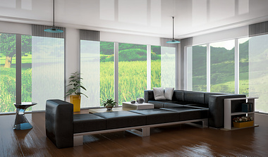 3D Modern interior design living room