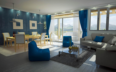 Blue Interior Living space