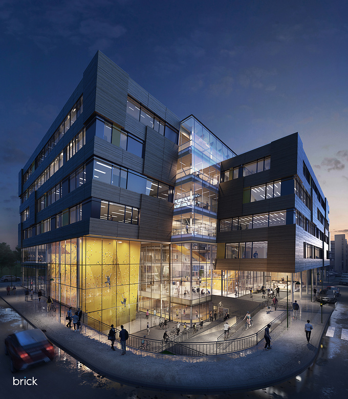 Blue hour architecture visualization project for Link Arkitektur by Brick Visual