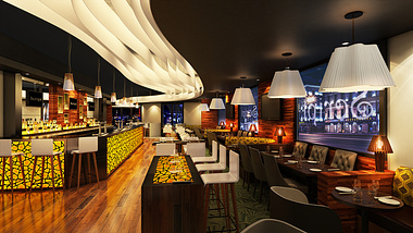 3D Interior Rendering of Amazing Restaurant 