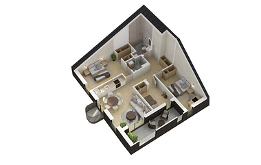 Scandinavian style 3D floor plans