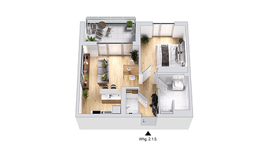 3D Grundrisse für 2 Wohnungen