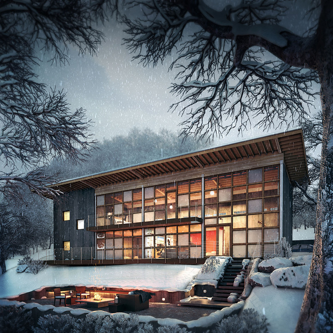 The Making Of Snowy Night by FFKR Architects' in-house illustrator team.