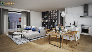 architectural rendering studio animation visualization services Interior 3D designers Living Room Contemporary condominium apartment design