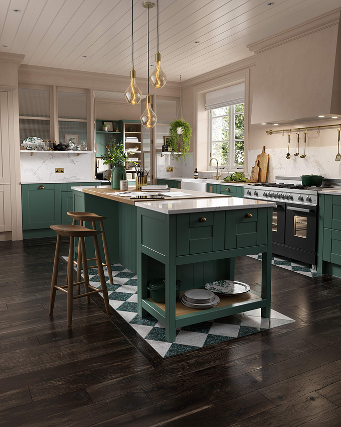 We’re delighted to announce that one of our clients picked up the Kitchen of the Year award in the Ideal Home Kitchen Awards 2021.
 
We had the pleasure of designing the kitchen layout, styling and CG production for the set of images.

Our interior designer team planned a functional family kitchen alongside a converted boot room which serves as a home office area, reflecting the recent growth in working from home. The design imparts plenty of activity, showing that a whole family could be in the kitchen at the same time, all doing different tasks, cooking whilst another person works from home and kids doing homework around the island breakfast bar.
