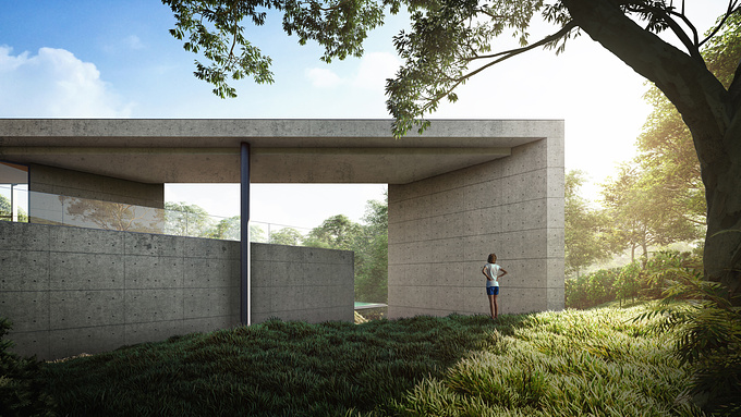 A Shot from digital recreation of Casa Monterrey designed by Architect Tadao Ando in Mexico.