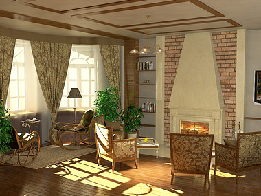 Fireplace room for older people