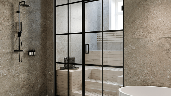 3d Renderings for Hietakari Sauna Glass Doors