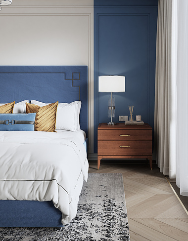 MASTER BEDROOM IN BLUE COLORS