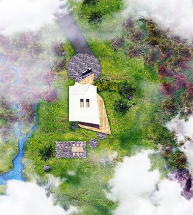 Modern house from above