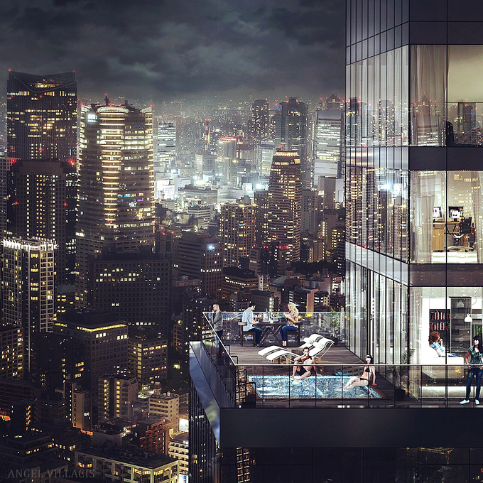 Personal Project Exploring a night look at a luxury Tower. 
3ds max / V-Ray / Photoshop 