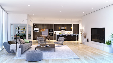 Interior render for a Penthouse in Brisbane