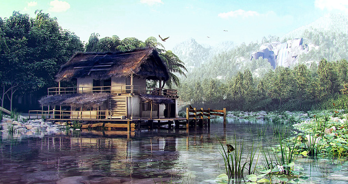 Away from the city . (Nature and live in peace)

No Internet , No news Tv , no phone 

Work Done:

3D Max, Vray and Photoshop