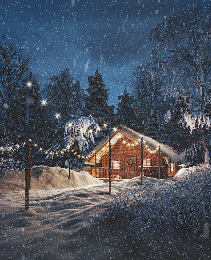 Snowy Cabin, inspired by rainy wearher during christmas in Estonia.
