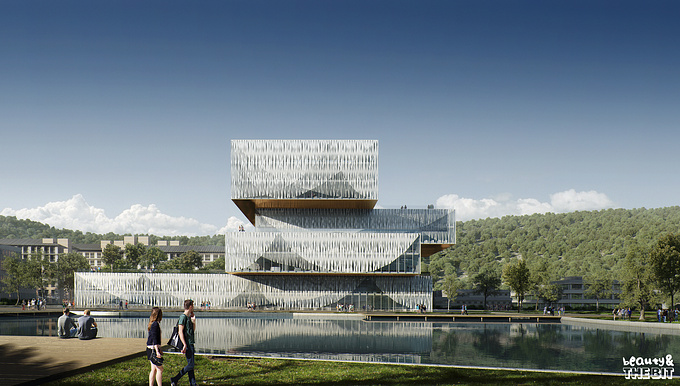 Beauty and the Bit - http://www.beautyandthebit.com
B&TB + SHL: COMPETITION WON Student Center & Library for Wenzhou-Kean University

Yes, SHL Architects have hit the spot and won once again: stacked volumes…bamboo patterns…30000 books… Designed to embrace diversity, interaction and knowledge sharing, scandinavian practice Schmidt Hammer Lassen architects‘ proposal has succeeded in an international competition for their 25,000m² Student Center & Library for the Wenzhou-Kean University in Wenzhou, China. 
We are really happy to contribute with some visuals to this.

www.beautyandthebit.com
www.shl.dk