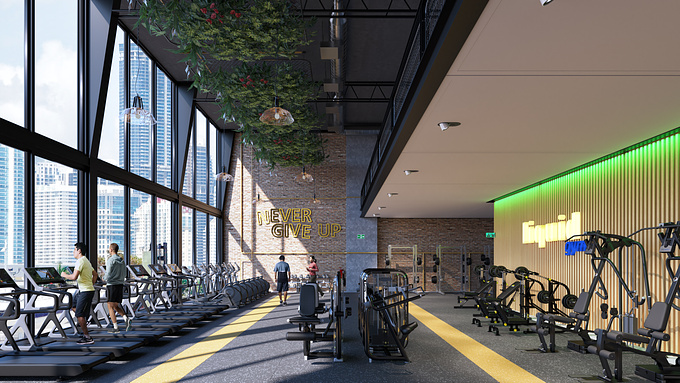 Gym - project done in 3dmax and rendering with Vray postproduced in Photoshop