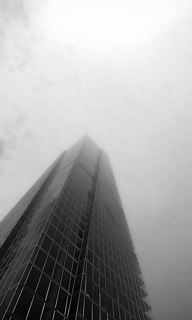 Skyscraper in fog