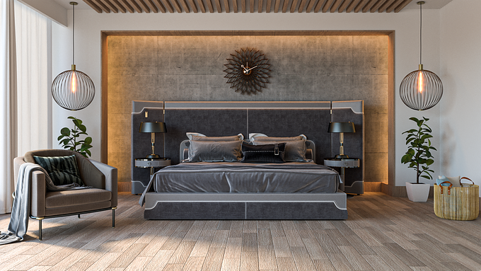 bed room Interior- designed and rendered in Revit + Vray