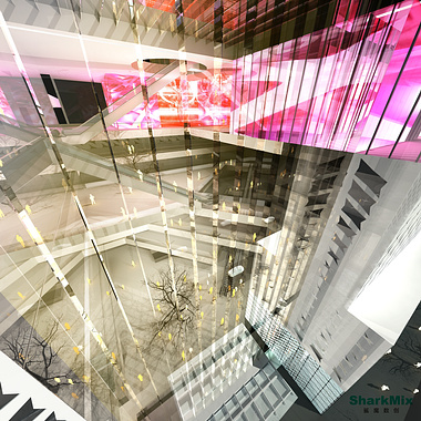 Concept shopping mall entry interior rendering