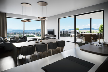  Interior Visualization: Office with Residential Building