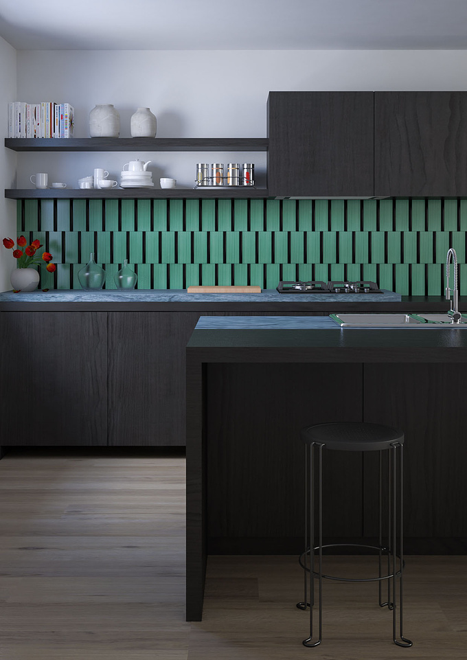http://www.danilosacco.org
Photorealistic visualisation of a kitchen decorated with ceramics made ​​in Italy , made ​​for the company " Musa tiles " and designed by ' architect Luisa Cappelli.

3D studio max/Vray/Photoshop