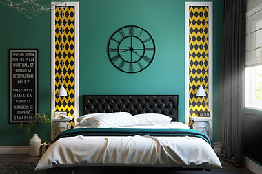 Bedroom design in green colour for St Patricks Day
