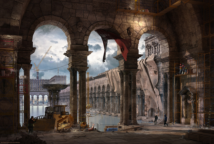 Rstyle 3D
Inspired by the paintings of the great Masters of Ancient Architecture we wanted to create a magical, almost nostalgic feeling and certainly tell a story. 


Making of: http://www.rstyle3d.com/blog-1/2015/11/15/ancient-rome-magical-restoration

Our work on 3D Humster: http://humster3d.com/2015/05/03/restoration/