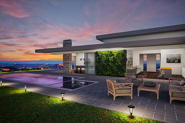 Luxury home at sunset