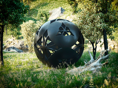 Black Clay Sphere in grass