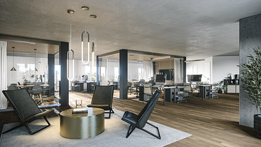 Interior visualization of office space in Munich