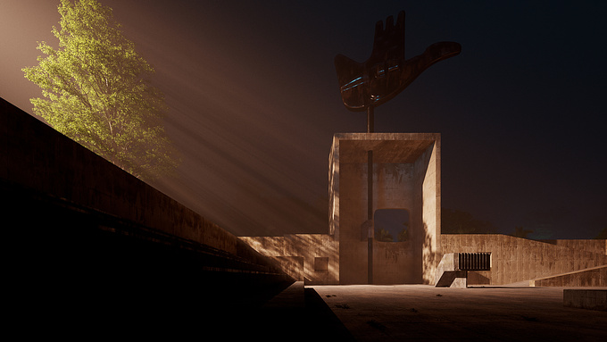 Open Hand is a CGI reportage aimed to depict and transform into a theatrical set the famous monument made by Le Corbusier in Chandigarh, India.

