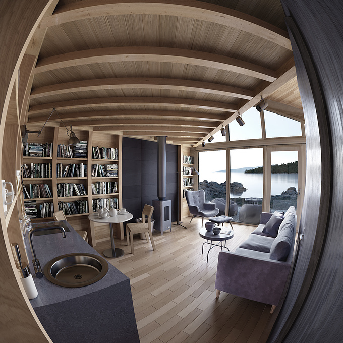 Archviz project of the Bookworm cabin.
The main goal of this project was to create a photorealistic images of a cozy cabin.
Architects: POLE Architekci