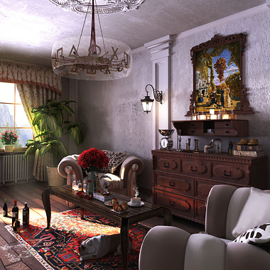 Render interior in castle style
