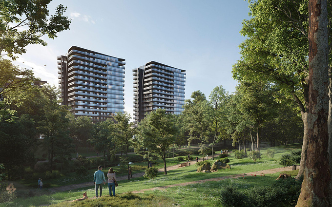 One of the highest investments under construction in Kielce, with which we had the pleasure to help. Two 16-story residential buildings at the Kielce reservoir. The visualizations show the most accurate representation of the implemented investment, the values of the surroundings and land development.