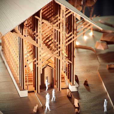CGI -Wooden architectural model