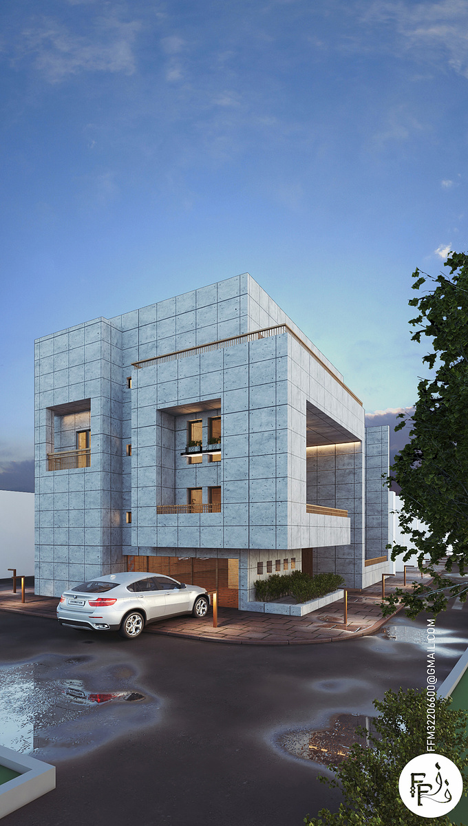 Hello my friends the key point for designing this space was designing a modern Building facades with Concrete tile plz feel free to send your comments tnx