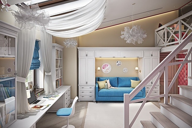 The Architectural Rendering of the Child's room.