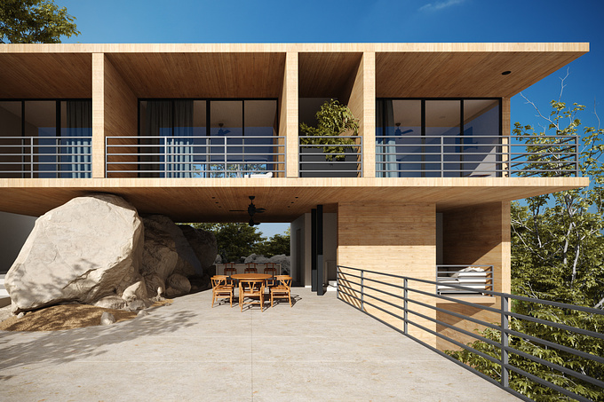 Modern villa 3d rendering