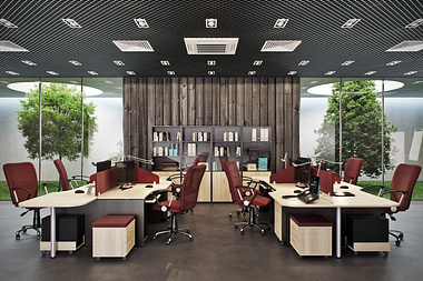 Offfice Interior Design: 3D Rendering