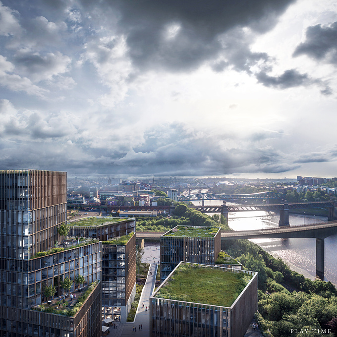 FaulknerBrowns Architects
Newcastle Quayside West Masterplan by FaulknerBrowns Architects. Image by Play-time