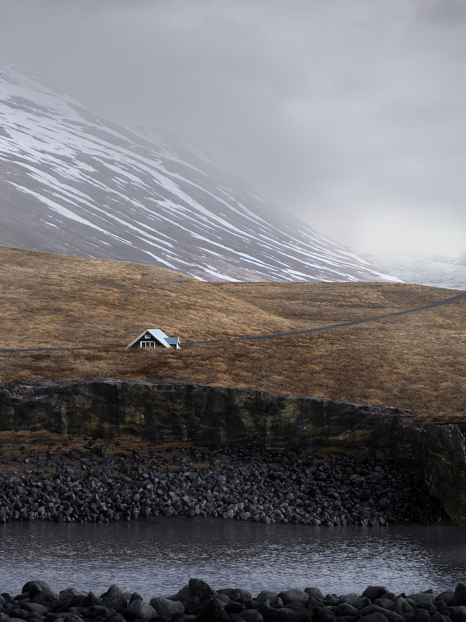 Two full CGI images inspired by some photos I took in Iceland.