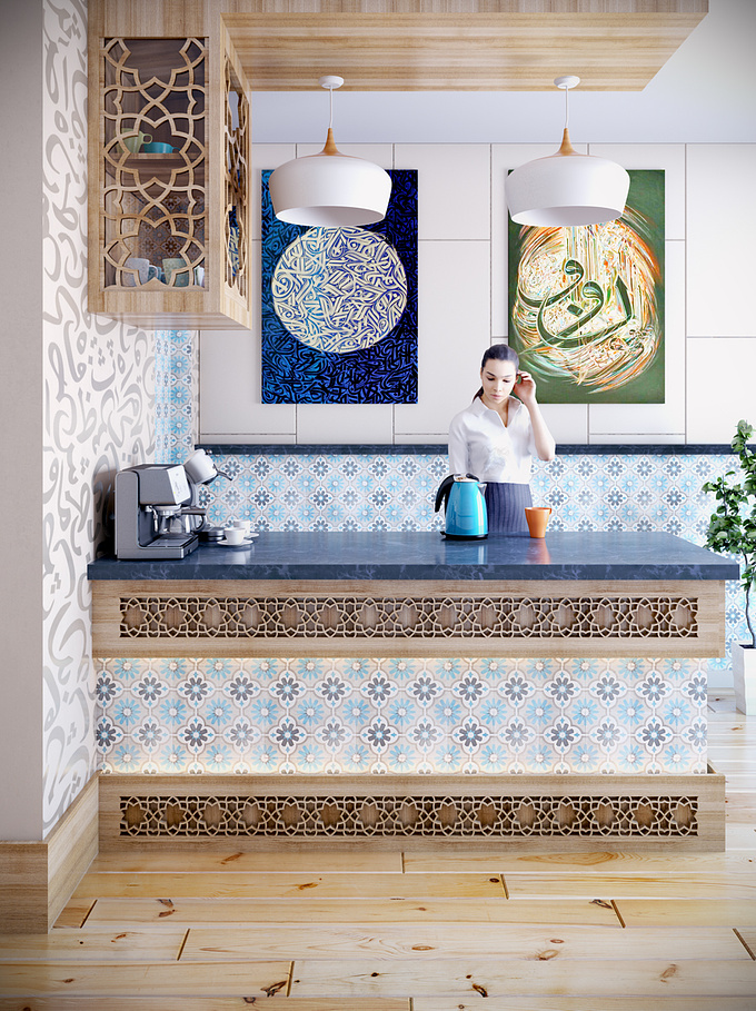 Interior Design Proposal for a company Kitchenette with islamic flavour to it