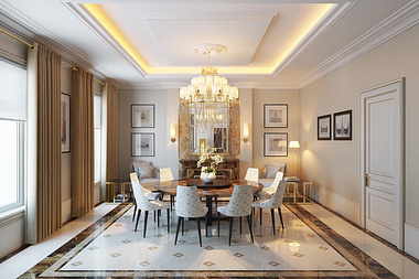 Dining Room Design 3D Rendering by ArchiCGI