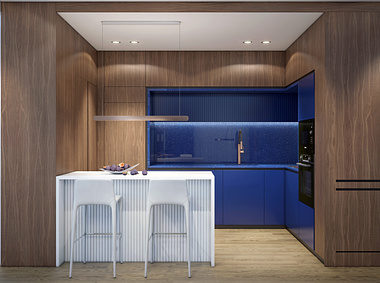 Blue Kitchen contemporary apartment