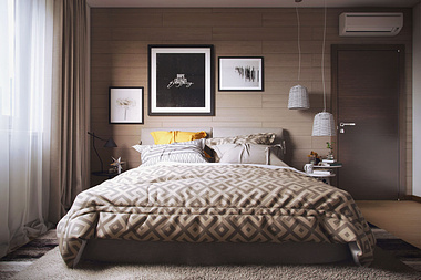 Modern Bedroom Design 3D Rendering