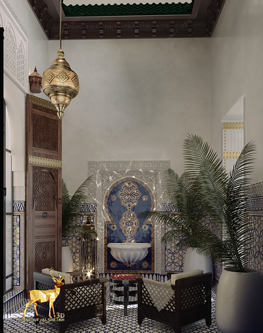 Royal Style Moroccan Villa Rendering 