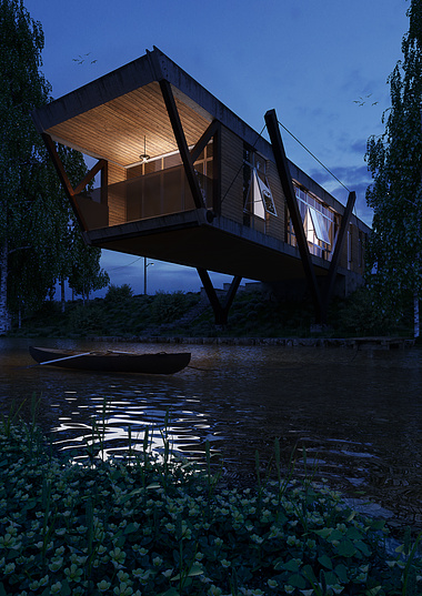 Night view of the river house