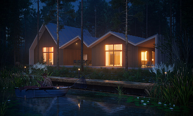 Lakeside House in the forest