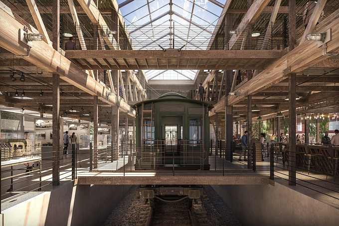 Rendering a refurbished train depot for clients.  Vray/3Dsmax/Photoshop pipeline.